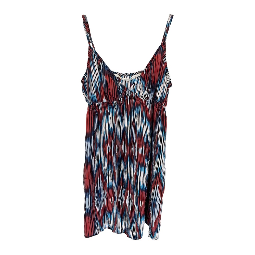 Twelfth Street by Cynthia Vincent Silk Babydoll Cami Mini Dress Red Blue Y2K MED